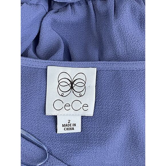 ceCe blue flutter sleeve asymmetrical ruffle shift dress Size 2 - Picture 3 of 5